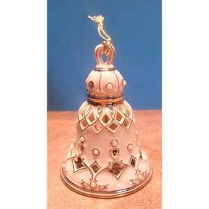 Lenox FLORENTINE Pearl Ivory China Bell Ornament Gold Trim Lattice Collectible